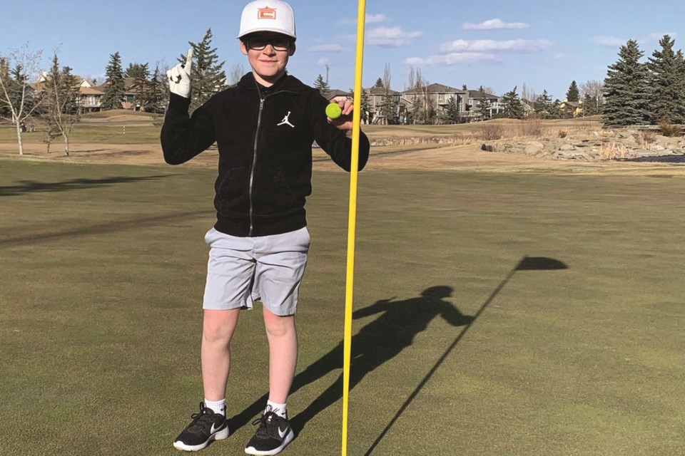Chestermere's Griffin Maillot, 10, scored the first hole in one of his golf career on April 9 at Lakeside Golf Club. 