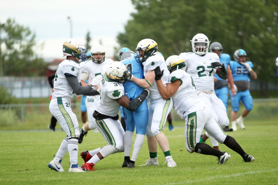 The Airdrie Irish will still play in the AFL post-season, after the top-seeded Cold Lake Fighter Jets was caught contravening the league's compensation rules. 
Photo by Scott Strasser/Rocky View Publishing