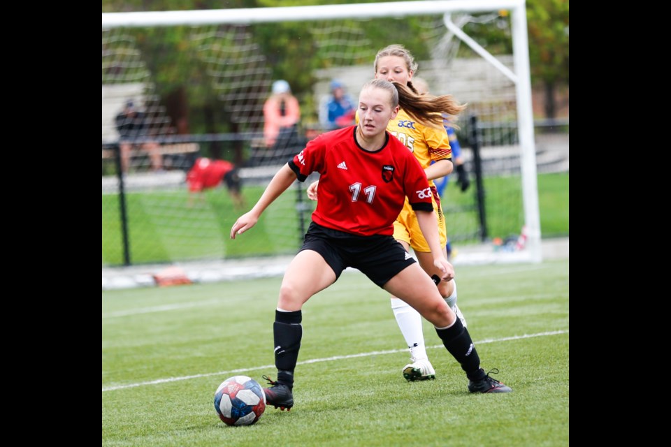Langdon's Mackenzie Georgsen scored two goals and notched an assist in her first two games for the SAIT Trojans women's soccer team. 
Photo by Daylin Holmen/For Rocky View Publishing