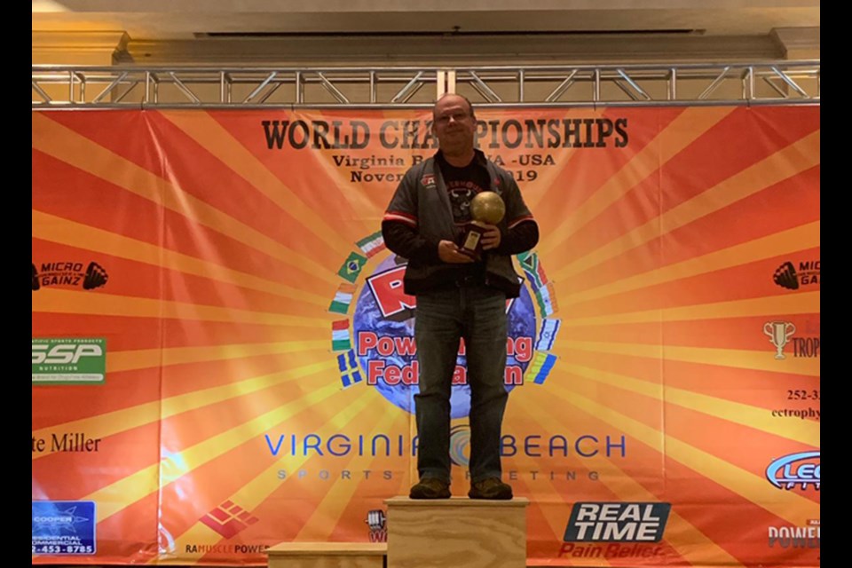 Balzac's Doug Delainey performed a deadlift of 447 pounds at the World Powerlifting Championships, Nov. 1 to 3 in Virginia. Photo submitted/For Rocky View Publishing