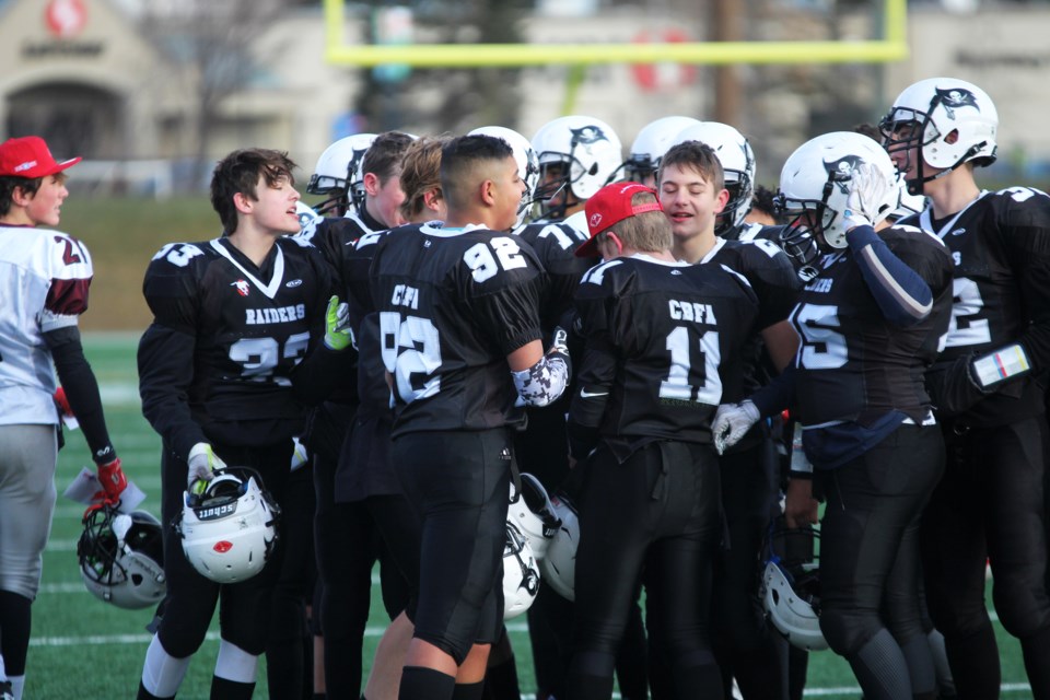 The Airdrie Raiders bantam football team's season ended Nov. 9, with a 7-4 loss to the Edmonton Chargers in the Tier III provincial championship game. Photo by Scott Strasser/Rocky View Publishing