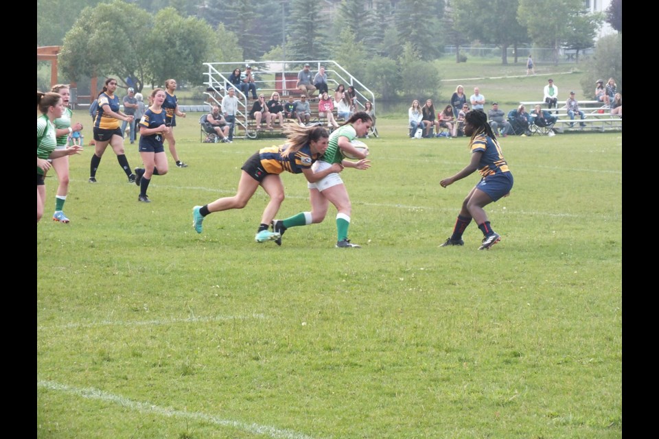 The Bow Valley Rugby Club's U16 and U18 girls' squads featured in a double-header at Mitford Park last Friday, taking on teams from Calgary in back-to-back encounters.