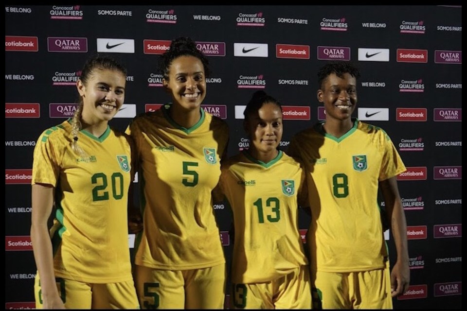 Airdrie-raised Shanice Alfred (far right) is a member of Guyana's women's national women's soccer team.