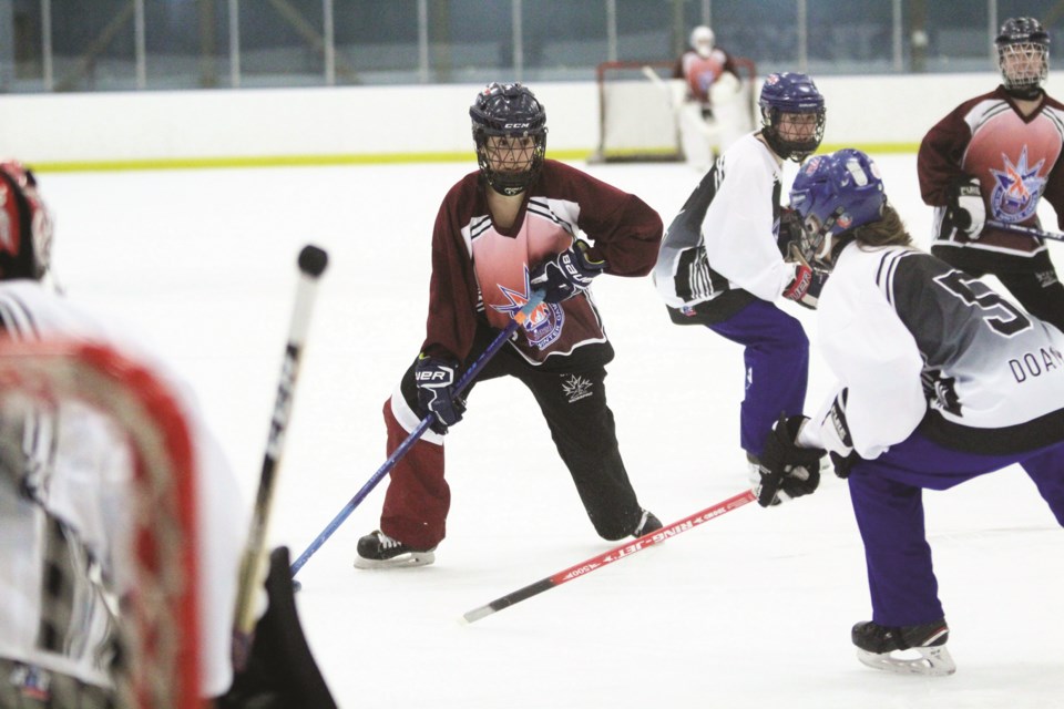 Airdrie's Kennedy Rice (center) will play for the Calgary RATH in the National Ringette League this fall and winter. File photo/Airdrie City View