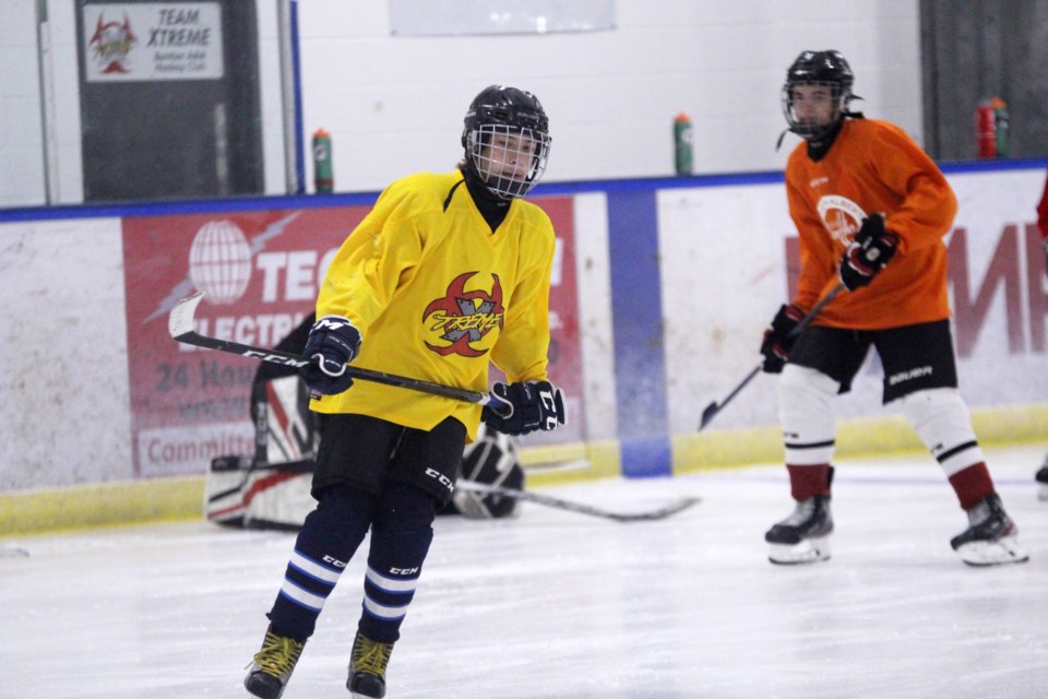 The Airdrie Xtreme AAA bantam hockey team is busy preparing for the 2019-20 season. The team held its conditioning camp and tryouts Aug. 26 to 29. Photo by Scott Strasser/Rocky View Publishing
