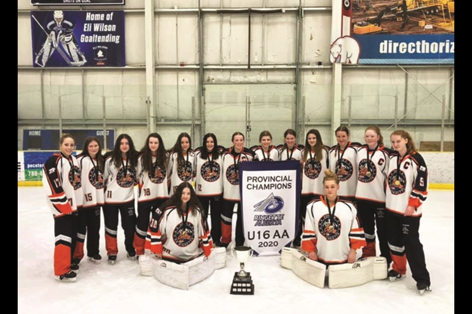 The Zone 2 AA Blaze ringette team captured the gold medal at the U16 provincial championships March 1. Photo Submitted/For Rocky View Weekly