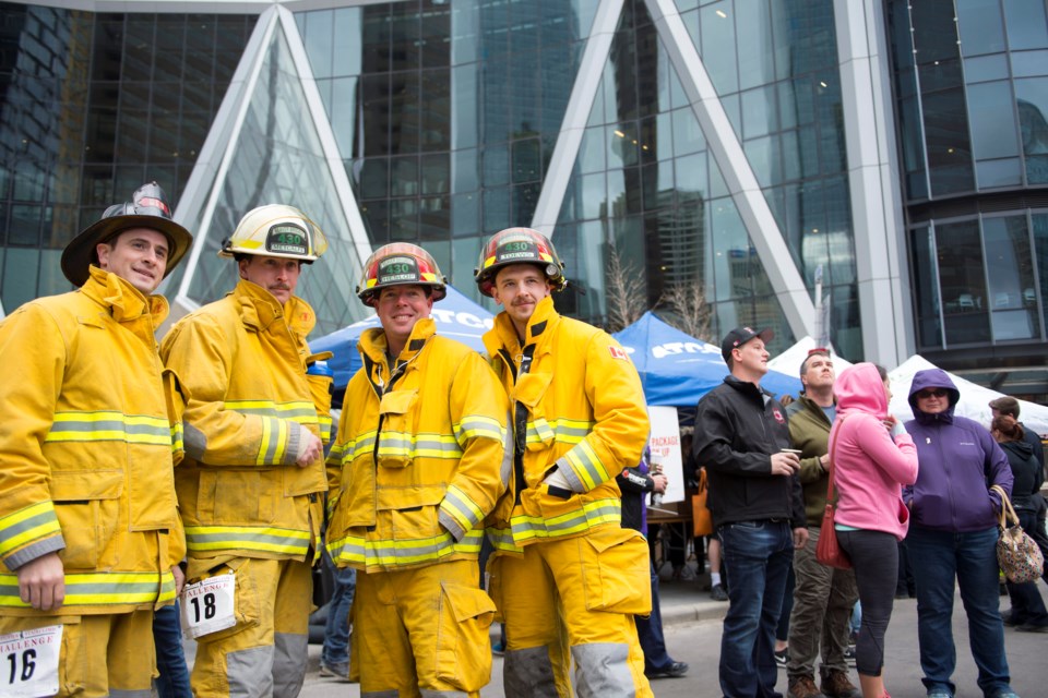 Firefighters, including some from Airdrie, will take part in the fifth annual Firefighter Stairclimb Challenge. Participants will climb the 1,204 steps Calgary's Bow Building May 5 to raise funds for Wellsprings Canada.
Submitted/For Rocky View Publishing