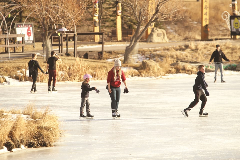 Nose Creek Pond is now frozen for ice skaters to enjoy. Photo by Scott Strasser/Airdrie City View.