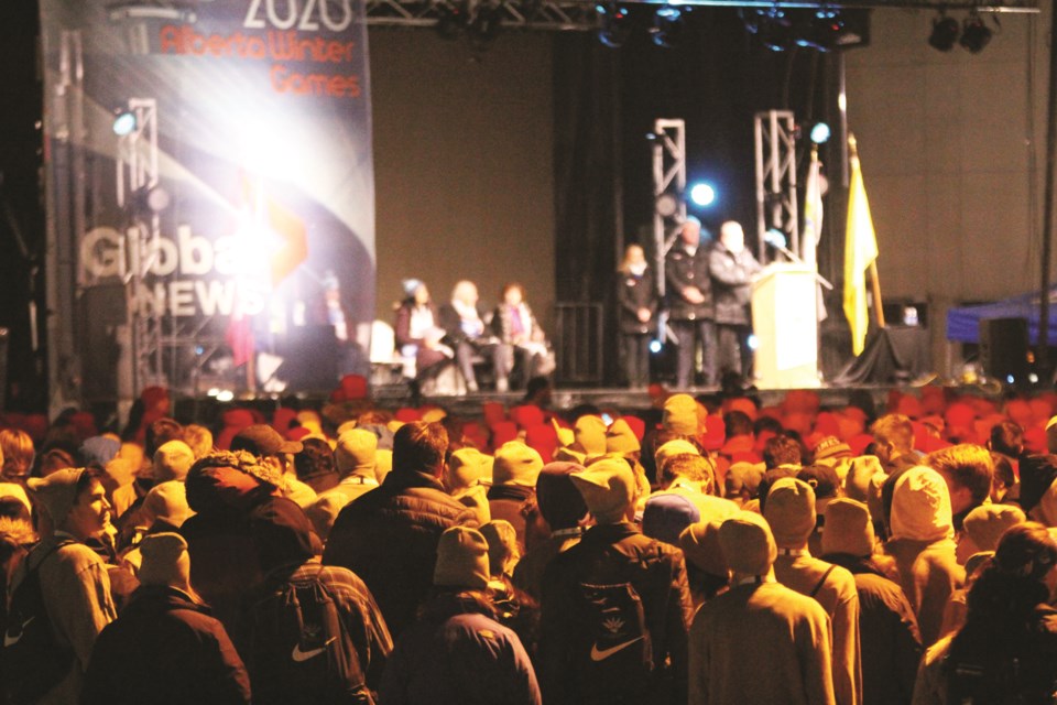 Thousands of athletes, parents and sports fans flocked to Main Street Feb. 14 for the opening ceremonies of the 2020 Alberta Winter Games. Photo by Scott Strasser/Airdrie City View