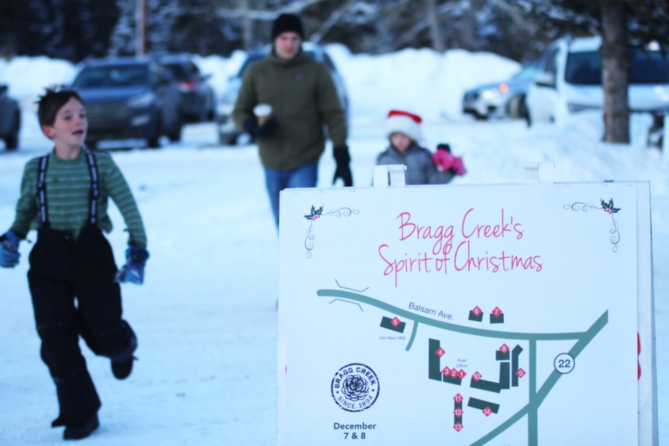 The spirit of Christmas was alive and well in Bragg Creek Dec. 7 and 8, when the hamlet hosted its popular annual holiday-themed festival. The event included plenty of free fun for families, including gingerbread house making, hot chocolate, sleigh rides with Santa, and more. Photo by Scott Strasser/Rocky View Publishing