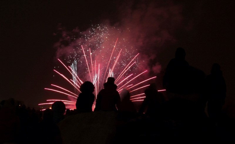 Hundreds gathered at Ed Eggerer Athletic Park to watch the annual New Year&#8217;s Eve firework display put on by Airdrie Parade and Fireworks in 2017.