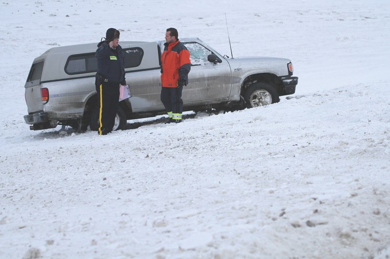 Melting snow and icy roads caused numerous collisions on Highway 2, Jan. 20.
