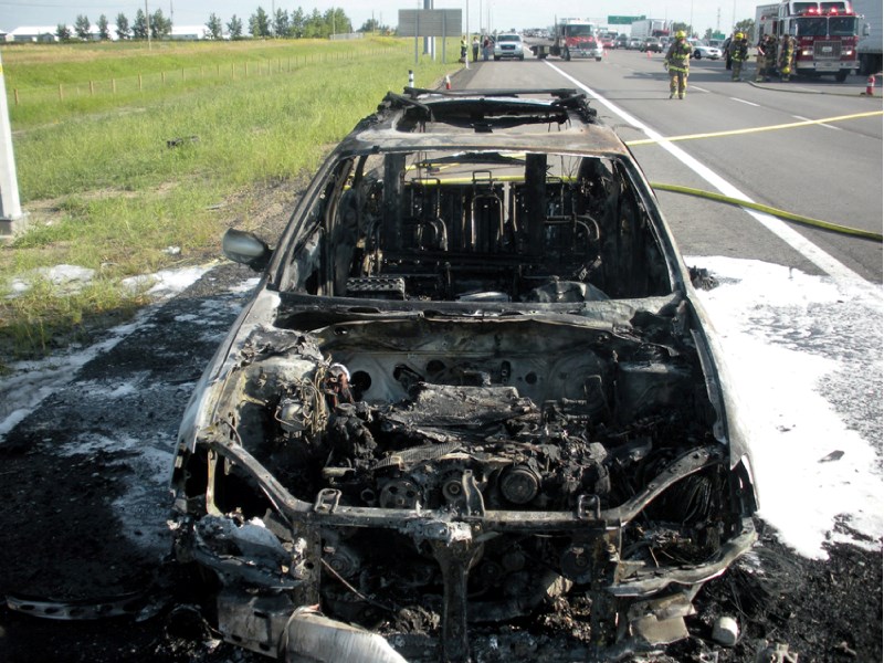 This 2007 Subaru Outback held up traffic for two-and-a-half hours on northbound Highway 2, Aug. 3. The car caught fire at about 5:30 p.m.