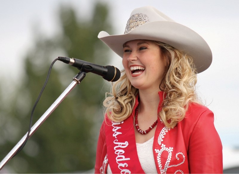 Miss Rodeo Airdrie Gillian Shields (above) and Princess Rebecca McKay are enjoying life on the road.