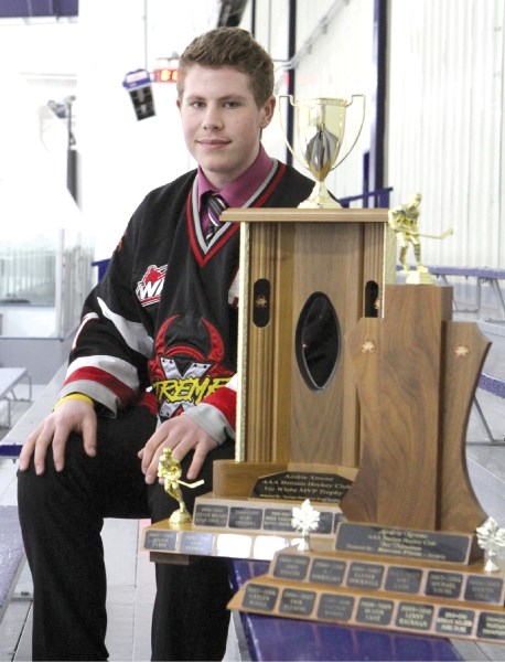 The Airdrie Xtreme&#8217;s Tristan Thompson took home both the top defenceman award, and the Vic Weibe MVP award at the annual Xtreme Awards Banquet, April 10 at the Ron