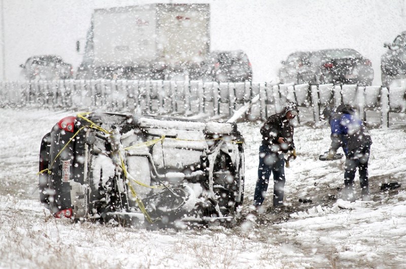 Five separate collisions occurred on Highway 2 between Calgary and Didsbury on May 5 after heavy snow and rain blanketed the region. No serious injuries were sustained in any 