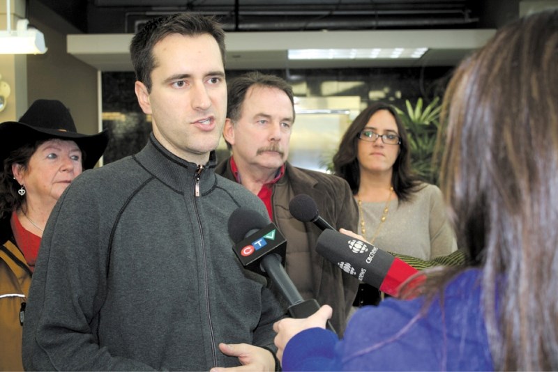 MLA Rob Anderson speaks with the media inside City Hall, Jan. 18, regarding AHS&#8217; recent decision to keep two full-time nurse practitioners on staff.