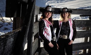 Miss Airdrie Pro Rodeo 2012 Nicole Briggs, and 2012 Airdrie Pro Rodeo Princess Samantha Billsborrow pose for a photograph in the snow near Airdrie, March 8.