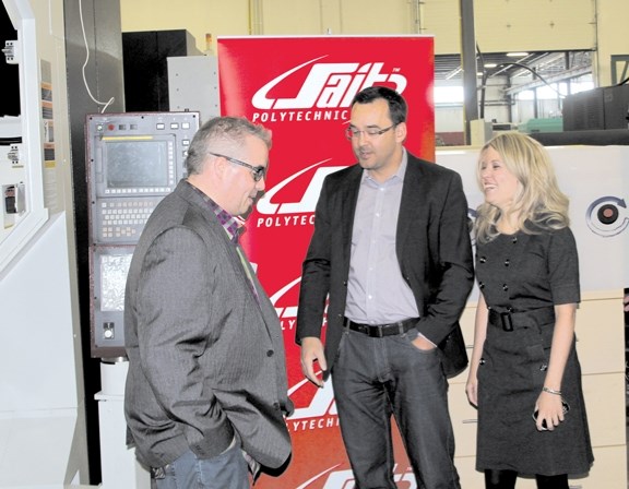 GRAND OPENING &#8211; AIM General Manager Brett Darichuk, Wild Rose MP Blake Richards and Minster of State, Western Economic Diversification Michelle Rempel chat at the grand 