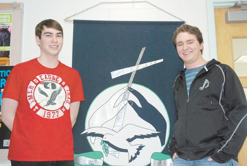 John Malyk (left) and Colten Chipak both Grade 12 students at St. Martin de Porres High School earned 100 per cent on their Chemistry 30 diploma exam in January. The students 