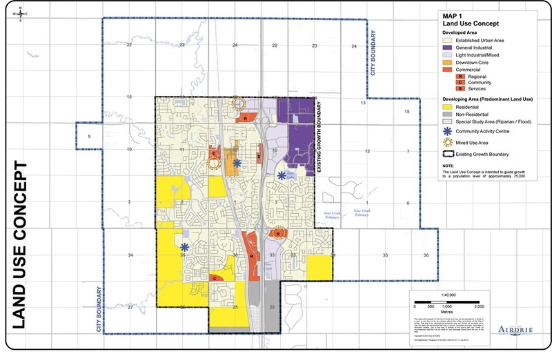 The proposed map for how development will look in Airdrie over the next 10 years.