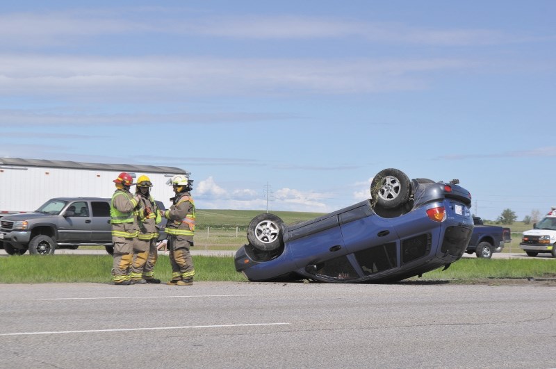 Traffic heading northbound on Alberta Highway 2 was held up due to a vehicle rollover around 10 a.m. June 5. The occupant, a male in his late teens, was taken to hospital in