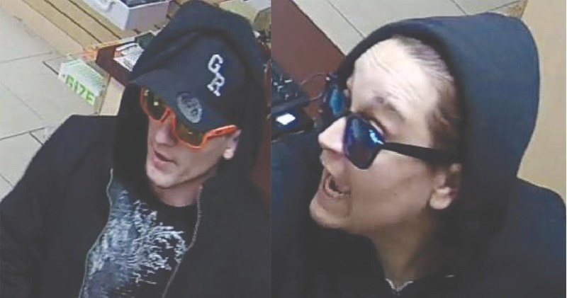 RCMP are searching for these two suspects who are wanted in connection with an armed robbery at the One Stop Smoke Shop on Sept. 11.