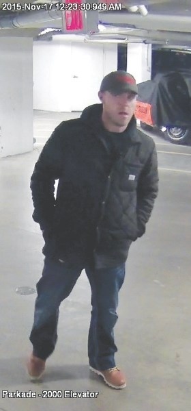 A man RCMP allege is responsible for breaking into a number of vehicles in the parking garage at The Edge condominiums on East Lake Boulevard was caught on video surveillance.