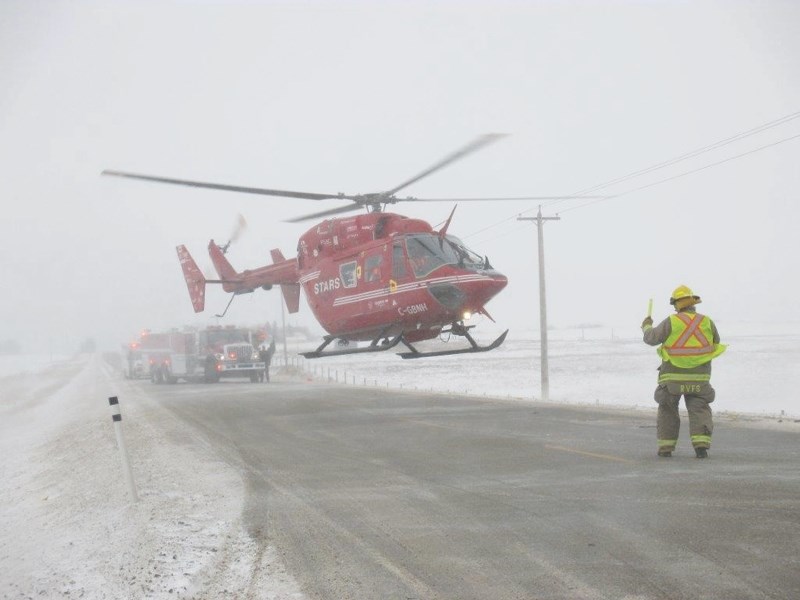 RCMP from Airdrie along with paramedics and STARS Air Ambulance responded to a serious collision on Range Road 284 and Highway 567 east of Airdrie on Dec. 18.