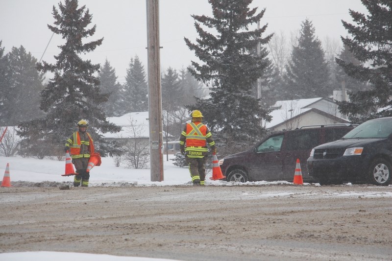 Firefighters were called to the scene of a collision at Veterans Boulevard and Main Street Jan. 7. A van lost control on the slippery streets and struck a traffic signal pole.