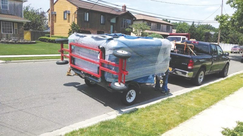 A dolly trailer was stolen from Hot Water Pools and Spas July 11 or 12.