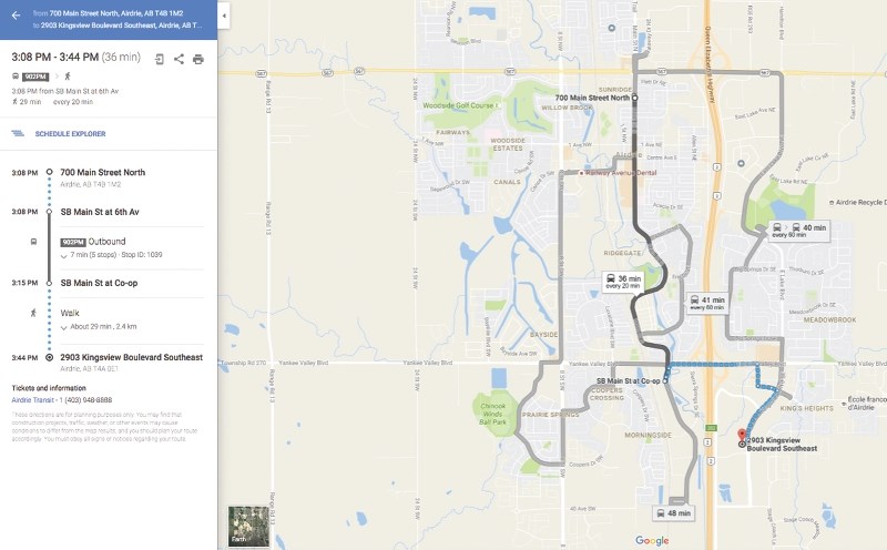 Airdrie Transit routes are now accessible via Google Maps, allowing users to plan their trips before leaving home.