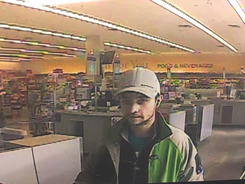 Airdrie RCMP officers are looking for this man captured on video surveillance allegedly stealing perfume from Shoppers Drug Mart on Market Street in Airdrie Nov. 9 and 10.