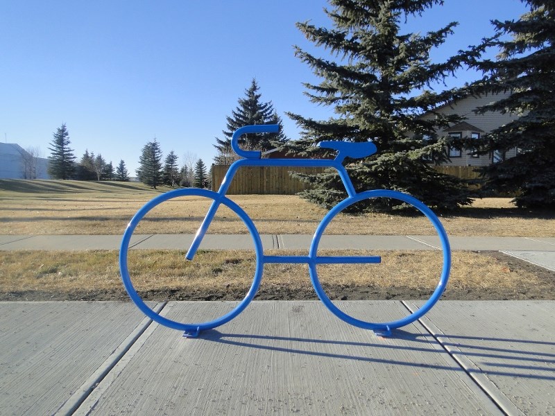 Colourful metal bicycle racks have been appearing around Airdrie as part of an initiative by Airdrie Transit.