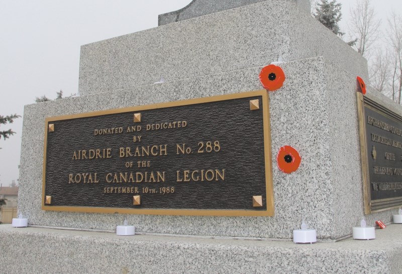 The cenotaph may be moving from its existing location near the Airdrie Town and Country Centre.