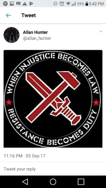 Coun. Allan Hunter has been under fire since posting this racist symbol on his Twitter account Sept. 5.