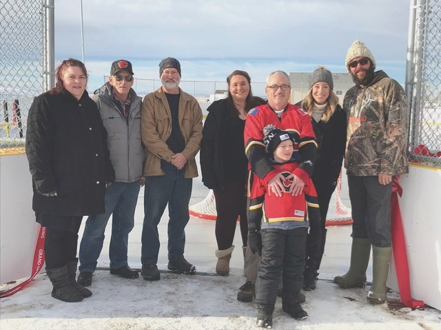 A collaboration between staff at the Town of Irricana, council and community members has resulted in the reopening of the town&#8217;s outdoor skating rink. (From left to