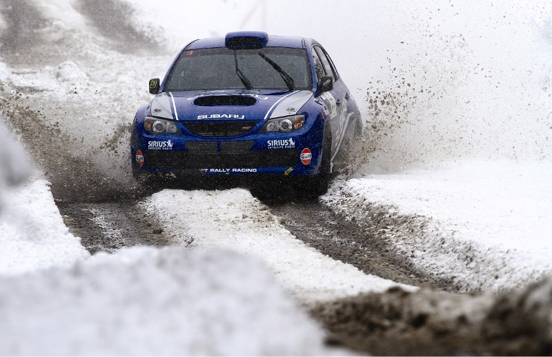 Four-time Canadian champion Patrick Richard drives through winter conditions during the 2010 Rocky Mountain Rally, May 29. Snowy and slushy conditions were the talk of the