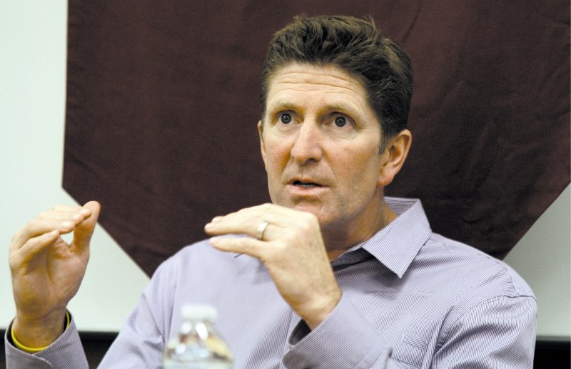 Mike Babcock, head coach of the Detroit Red Wings, speaks about his coaching career and the importance of education at Edge School in Springbank, June 18.