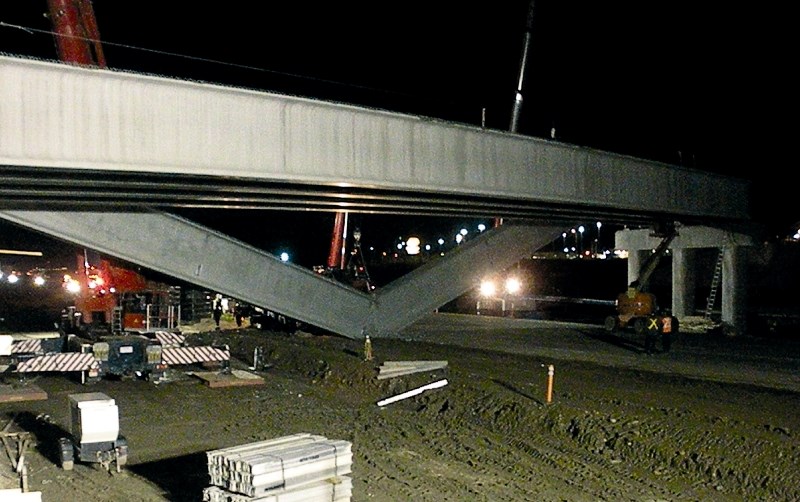 A fallen girder stopped traffic on Highway 2 for about eight hours, June 24.