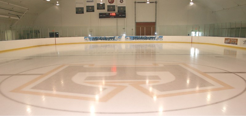 This is one of the two NHL-size ice surfaces available for students and community use at Edge School in Springbank.