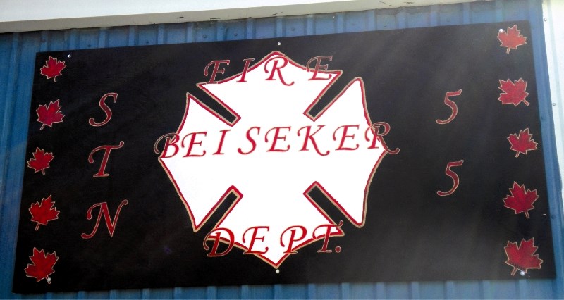 Beiseker volunteer Fire Department is sporting its new sign, hand-painted by member Korey Barker.