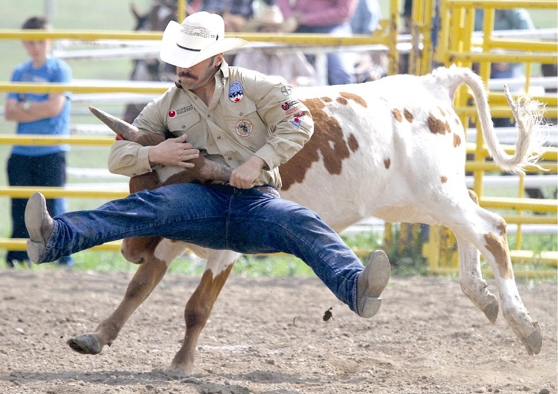 Greg Blades won the all-around title at this year&#8217;s Calgary Police Rodeo. .