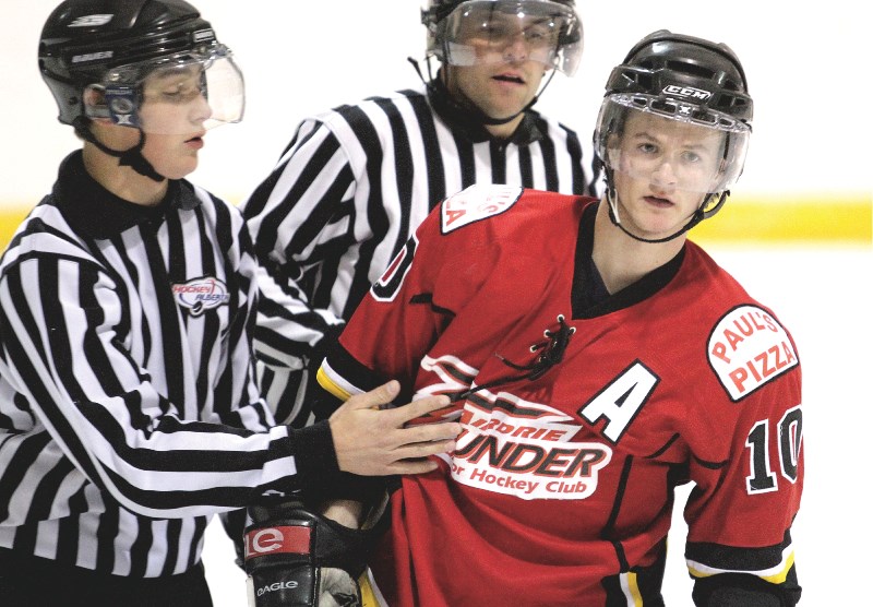 The Thunder&#8217;s Alex Diduch picked up 27 minutes in penalties on one play against the Red Deer Vipers, Sept. 24.