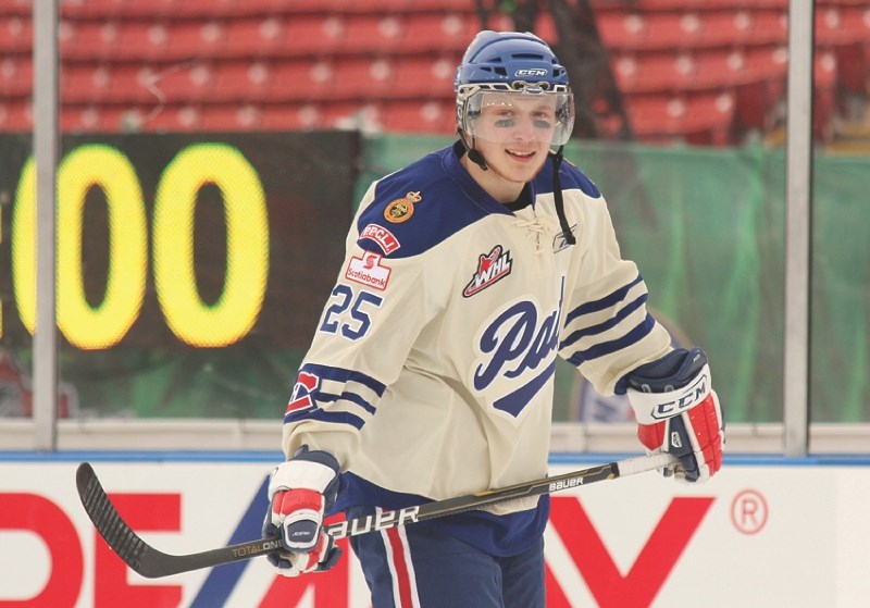 Nils Moser, a former captain of the AAA Bantam Airdrie Xtreme, returned to the Calgary region with the Regina Pats for the Calgary 2011 WHL Outdoors game, played Feb. 21.