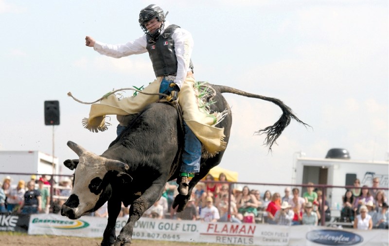 Junior bull rider Billy West of Cadogan competes in the Pete Knight Rodeo last year. This year&#8217;s event will take place June 17-19.