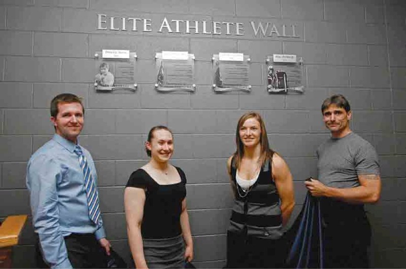 (From left) Eric Pothier, Janelle Desmarais-Moen, Corissa Boychuk and Darrell Belyk were recognized as the first four elite Airdrie athletes during a ceremony at Genesis