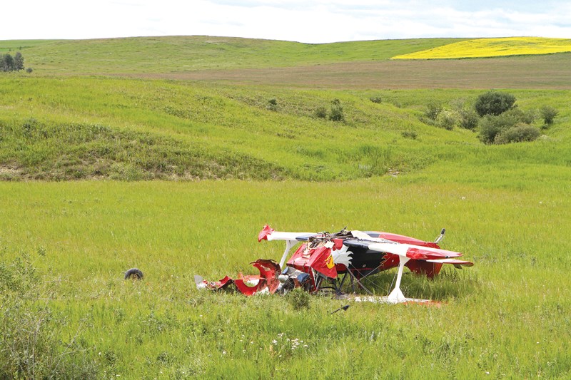 Crossfield Mayor Nathan Anderson and friend Kurtis Kristianson survived this airplane crash, July 21.