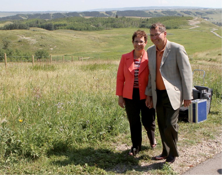 Premier Ed Stelmach and his wife Marie take a walk through the Glenbow Ranch Provincial Park, Aug. 9. The premier was on hand to officially announce the opening of