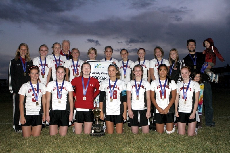 The Cochrane High School Lady Cobras varsity soccer team defeated the George McDougall Mustangs 3-0 to claim its third consecutive divisional title, Oct. 11 at Monklands